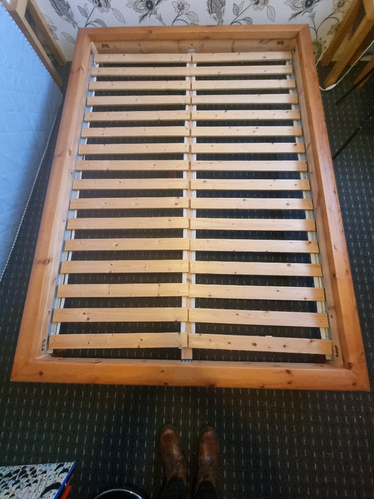 grenen bed= vaste prijs, Ophalen, Gebruikt, Eenpersoons, Bruin
