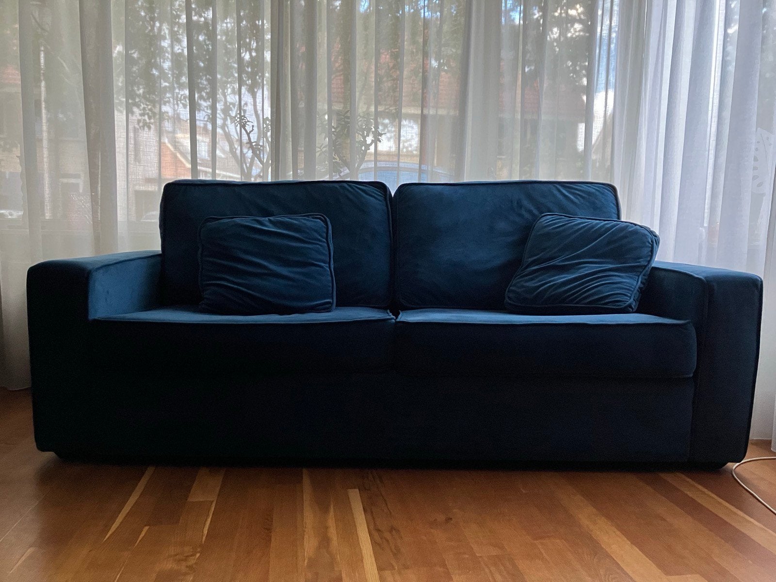 Bank blauw 2.5 zits, Huis en Inrichting, Ophalen of Verzenden, Zo goed als nieuw, 75 tot 100 cm, 200 tot 250 cm