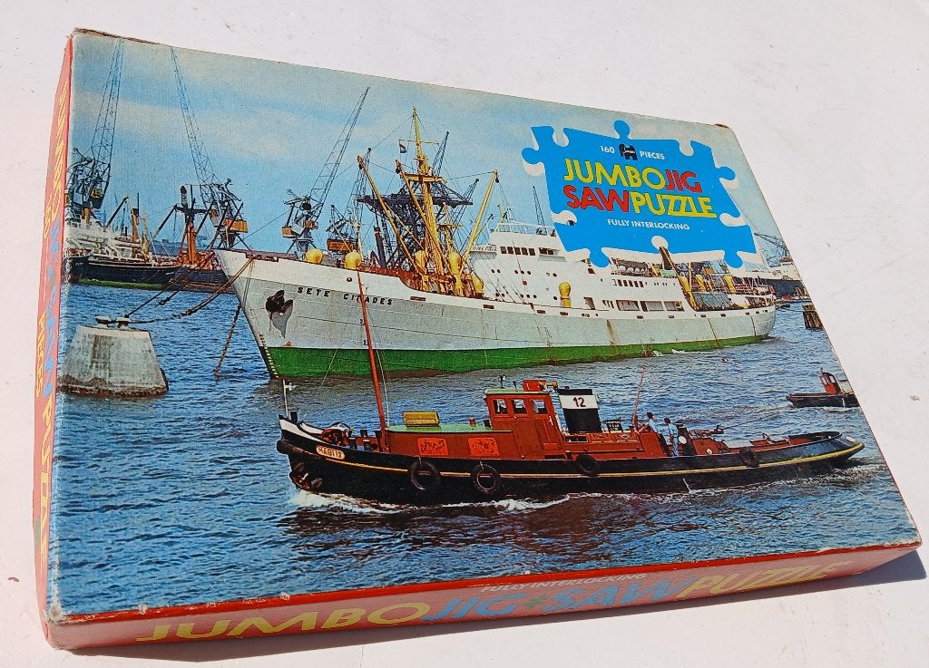 legpuzzel vintage retro Jumbo Jigsaw schepen(KBB-67), Ophalen of Verzenden, Minder dan 500 stukjes, Gebruikt