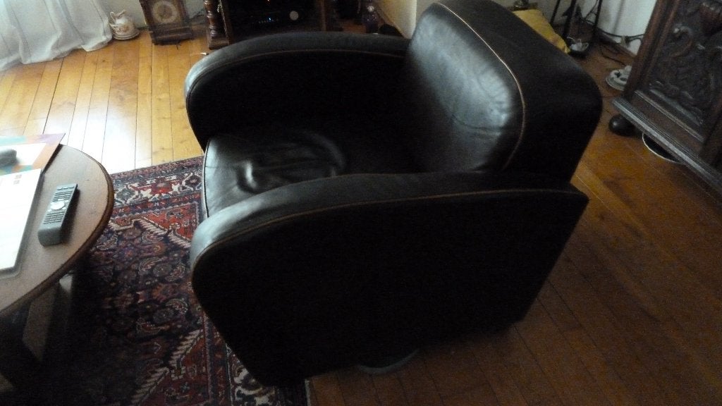 Krasnapolsky runderleren fauteuils-twee stuks, Ophalen, Gebruikt, 75 tot 100 cm, Leer