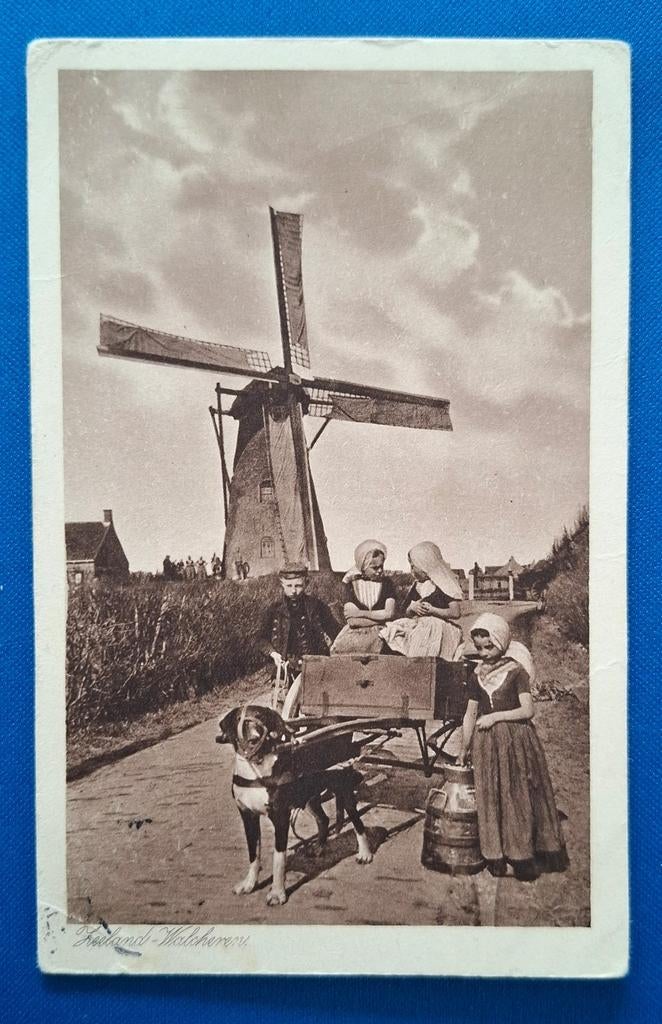 Ansichtkaart Walcheren Zeeland met hondenkar 1929, Verzamelen, Ansichtkaarten | Nederland, Ophalen of Verzenden, 1920 tot 1940
