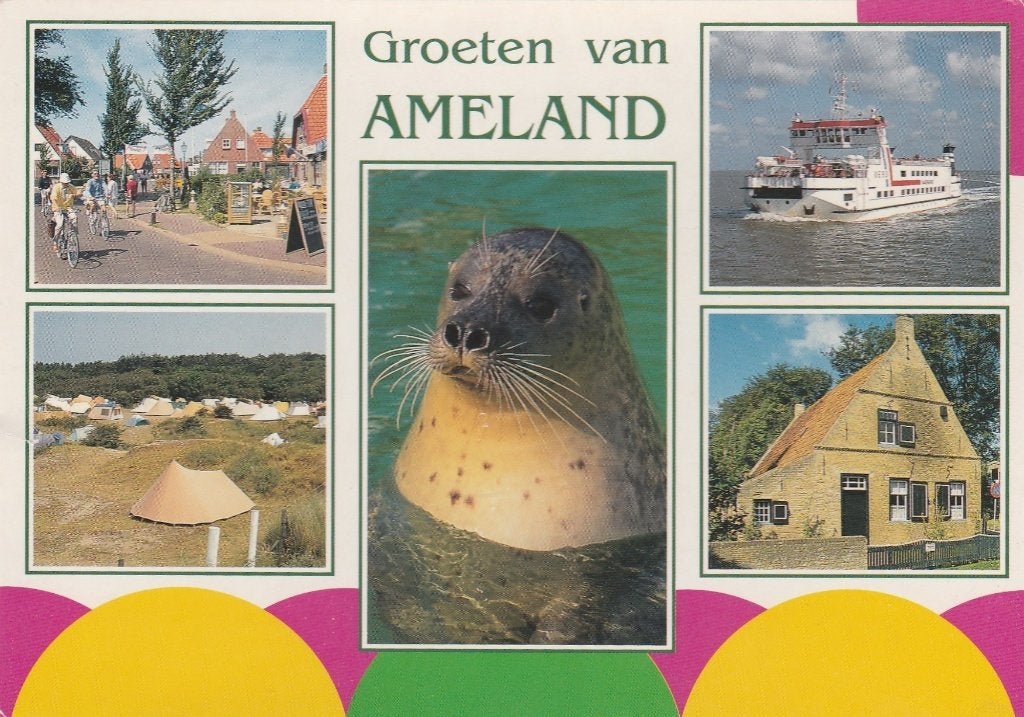 AMELAND Camping Zeehond Veerboot Groeten, Verzenden, 1980 tot heden, Gelopen, Waddeneilanden