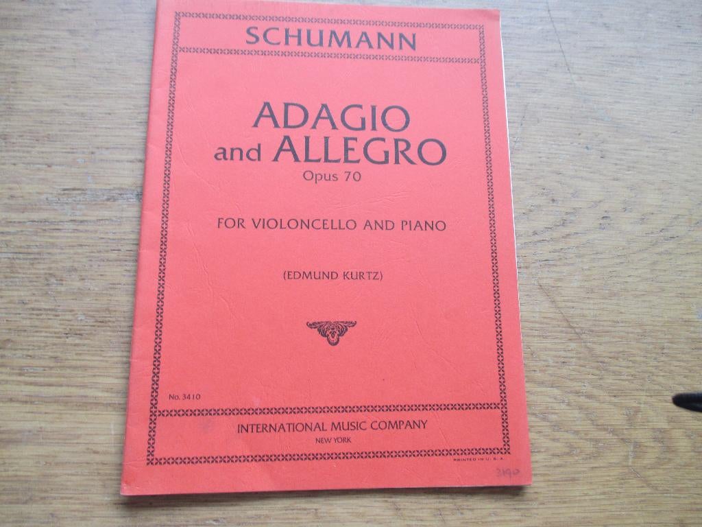 SCHUMANN - ADAGIO AND ALLEGRO - OPUS 70 -CELLO EN PIANO, Cello, Gebruikt, Klassiek, Ophalen of Verzenden