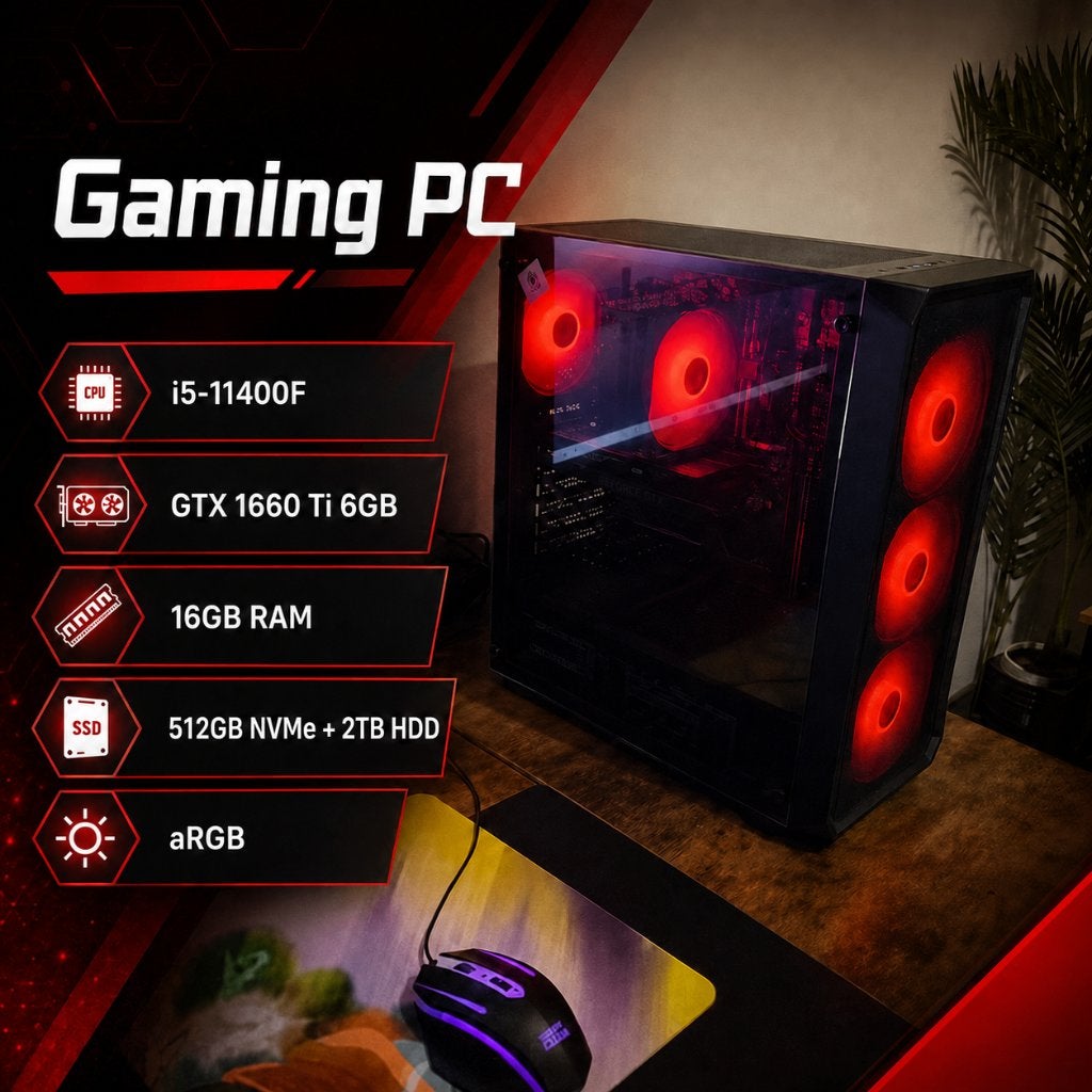 Gaming PC | GTX 1660 Ti 6GB | i5-11400F | 16GB | aRGB, 2.3TB, Refurbished, Ophalen of Verzenden, Gaming