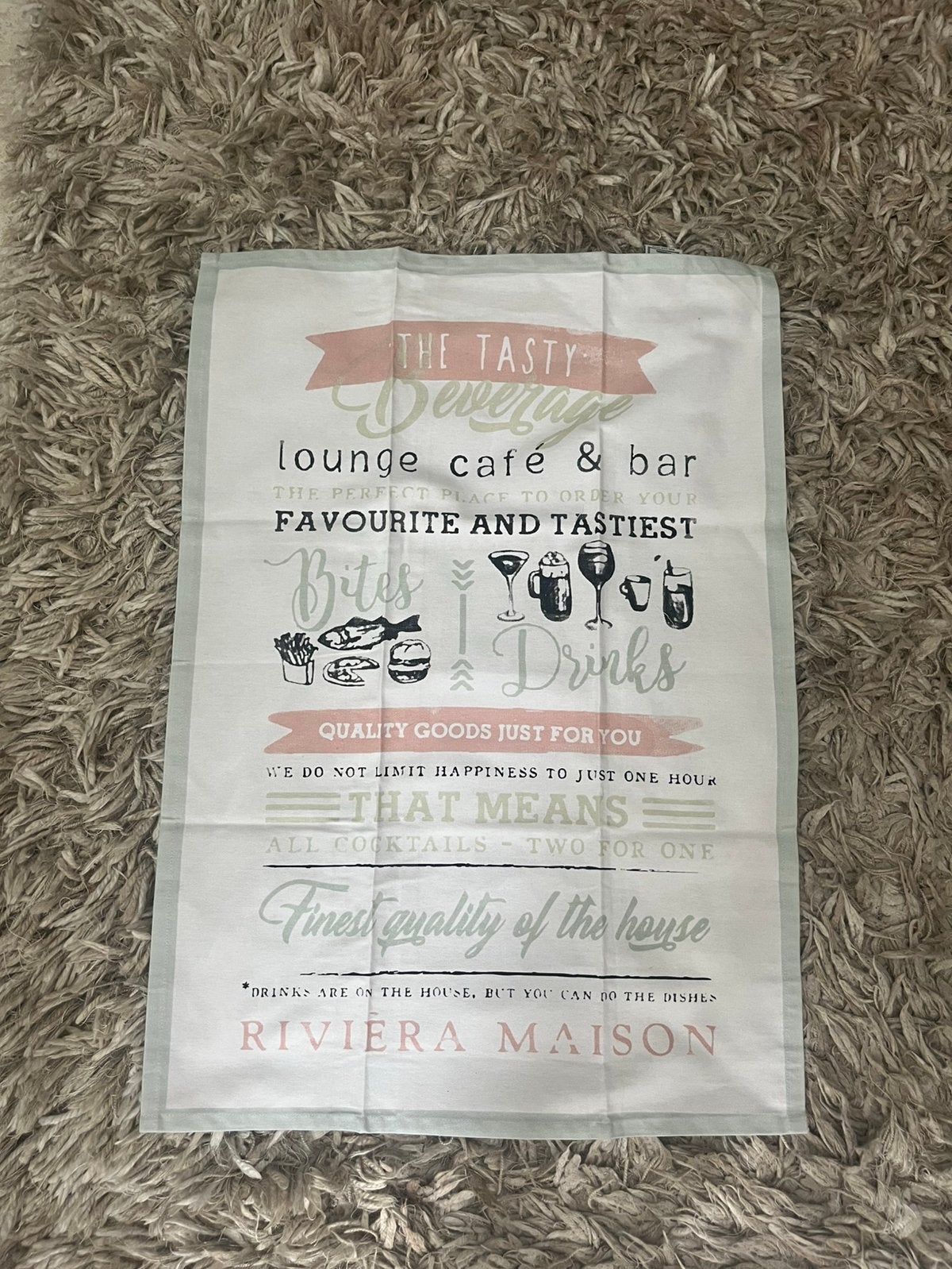 Te koop: Rivièra Maison theedoek, Tasty, bar, drinks, Katoen, Wit, Nieuw, Riviera Maison