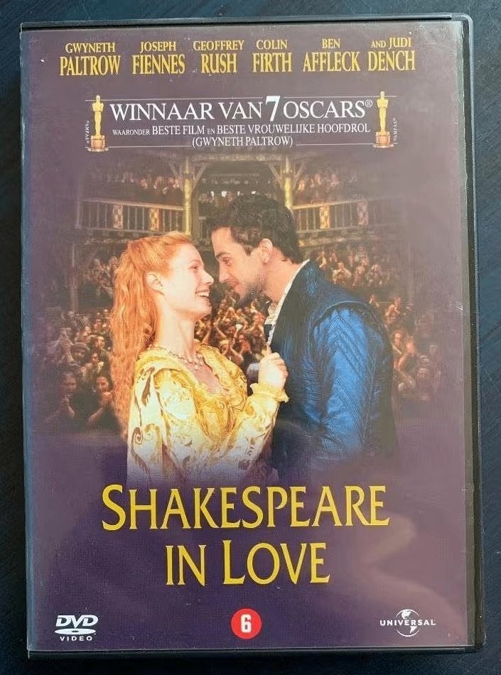 DVD Shakespeare in Love; Gwyneth Paltrow, Colin Firth, Ben, Vanaf 6 jaar, Ophalen of Verzenden, Zo goed als nieuw