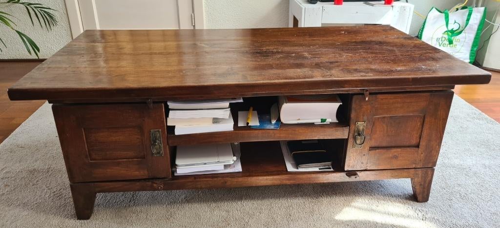 Salontafel koloniaal massief hout, Huis en Inrichting, Tafels | Salontafels, Ophalen, 100 tot 150 cm, Koloniaal, 50 tot 100 cm