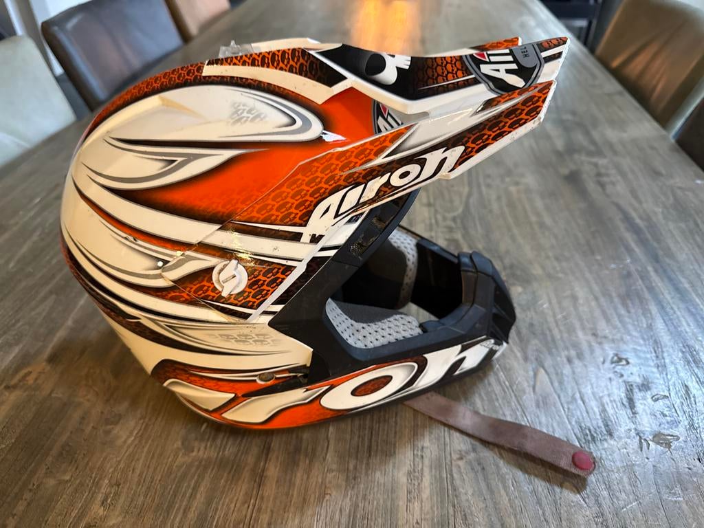 Airoh Motorcross Helm - Oranje/Wit, Ophalen of Verzenden, Gebruikt, Medium