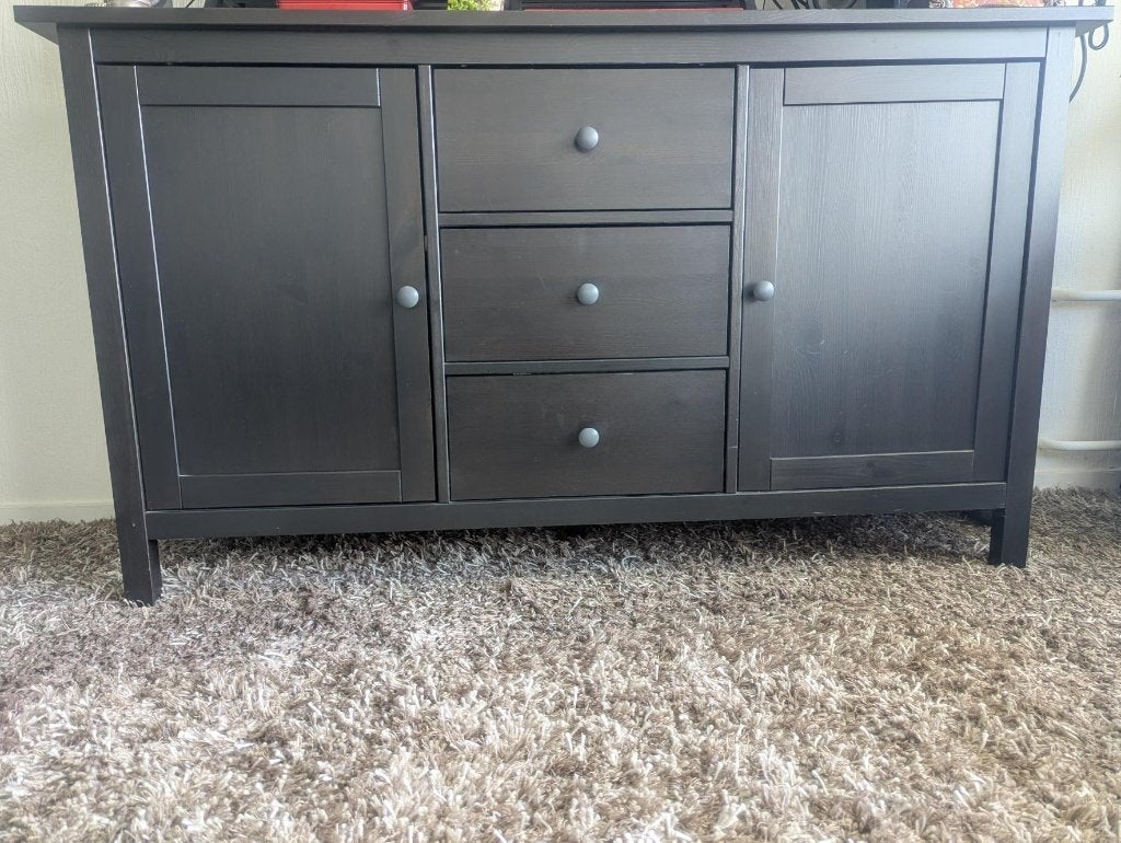 Dressoir, zwart Ikea, 156 x 46,5 x 87,5 lxdxh, Ophalen, Gebruikt, Met deur(en), 150 tot 200 cm
