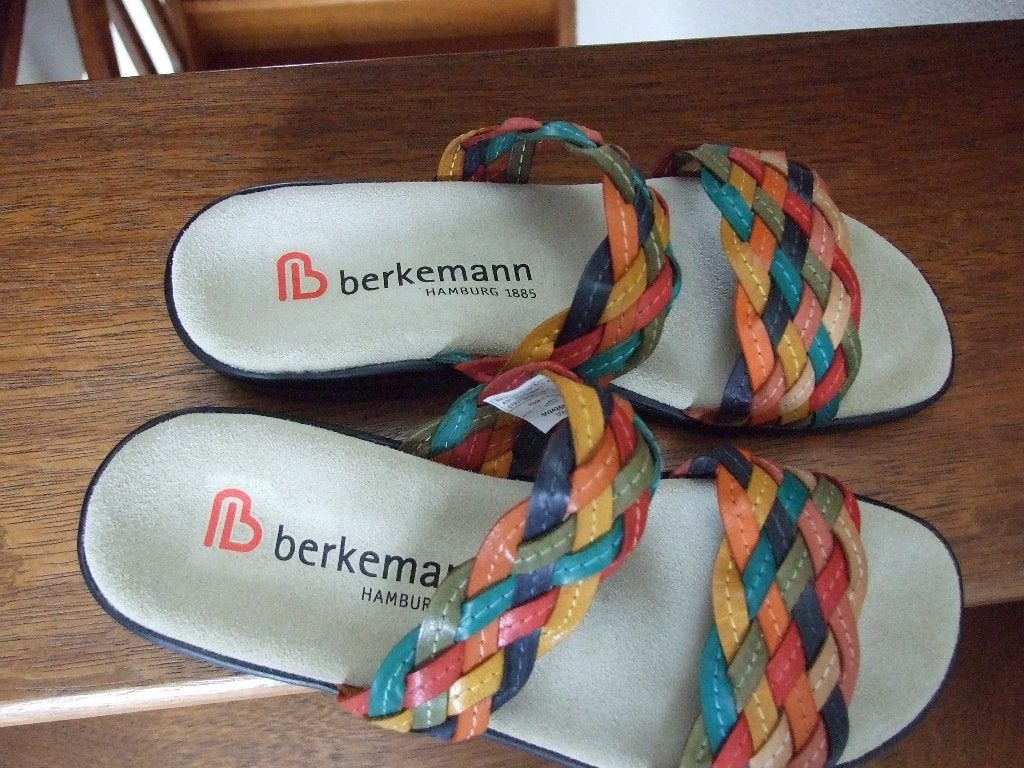 Berkemann nieuwe leren slippers met gevlochten banden 36 1/2, Slippers, Overige kleuren, Berkemann, Nieuw