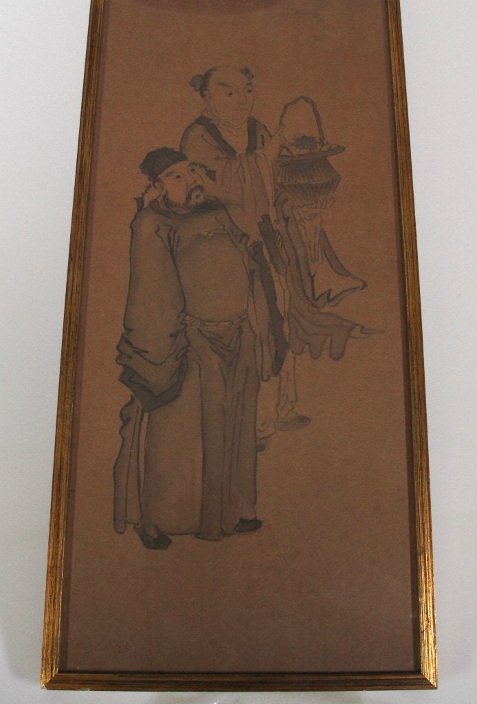 China - waterverf ca. 1750, Ophalen, Schilderij, Bruin, Geschilderd