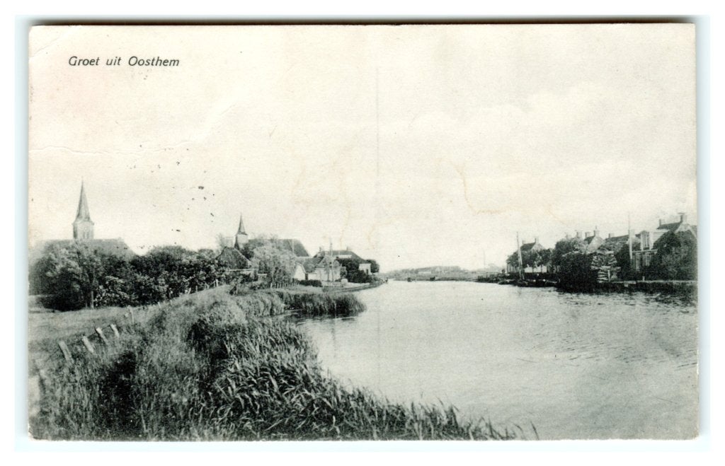 Oosthem, (tussen Sneek en Heeg) Groet uit Oosthem, Ophalen of Verzenden, Voor 1920, Gelopen, Friesland