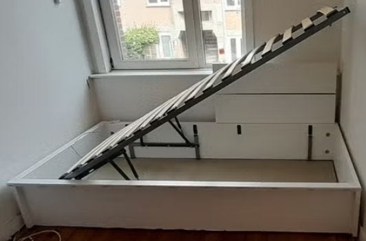 IKEA HERDLA bedframe met opbergruimte, Huis en Inrichting, Slaapkamer | Bedden, Ophalen, 90 cm, Eenpersoons, Wit