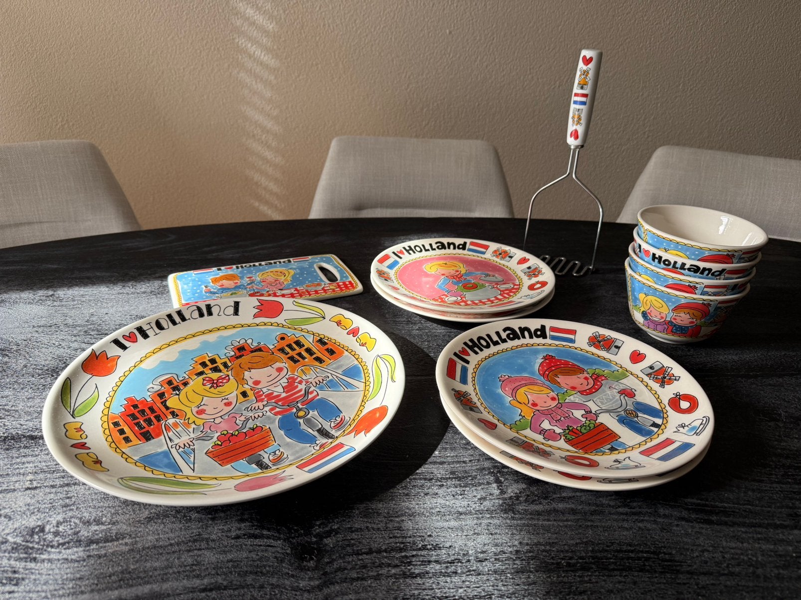Blond Amsterdam I Love Holland servies – 11-delige set, Ophalen, Zo goed als nieuw, Bord(en), Aardewerk