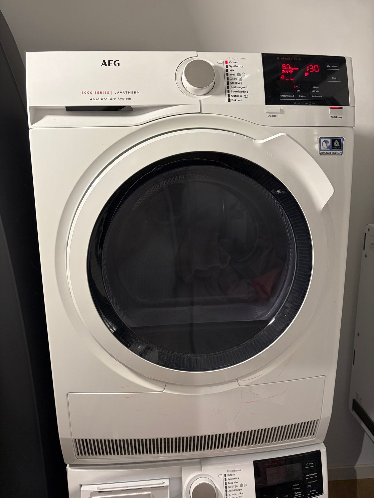 AEG Lavatherm 8000 Series AbsoluteCare System Wasdroger, Ophalen, Gebruikt, 8 tot 10 kg, Voorlader
