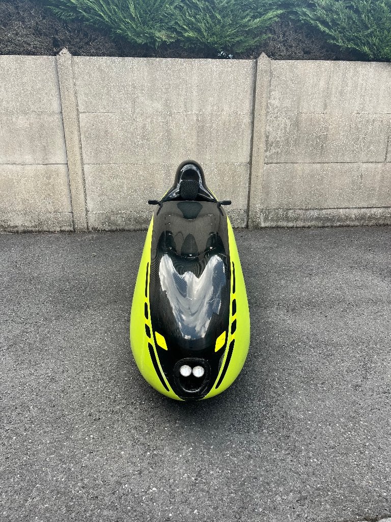 Velomobiel DF xl Lemon/Black (carbon), Gebruikt, Bovenstuur, Cabine, Trommelrem