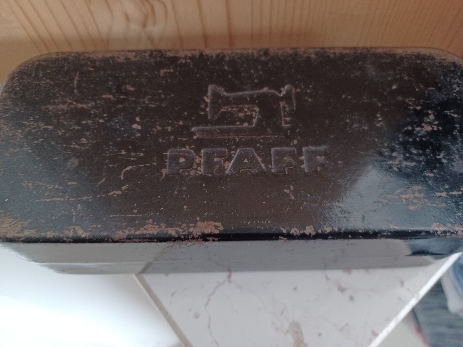 antiek Pfaff naaidoosje naaimachine blik opbergblik, Ophalen of Verzenden