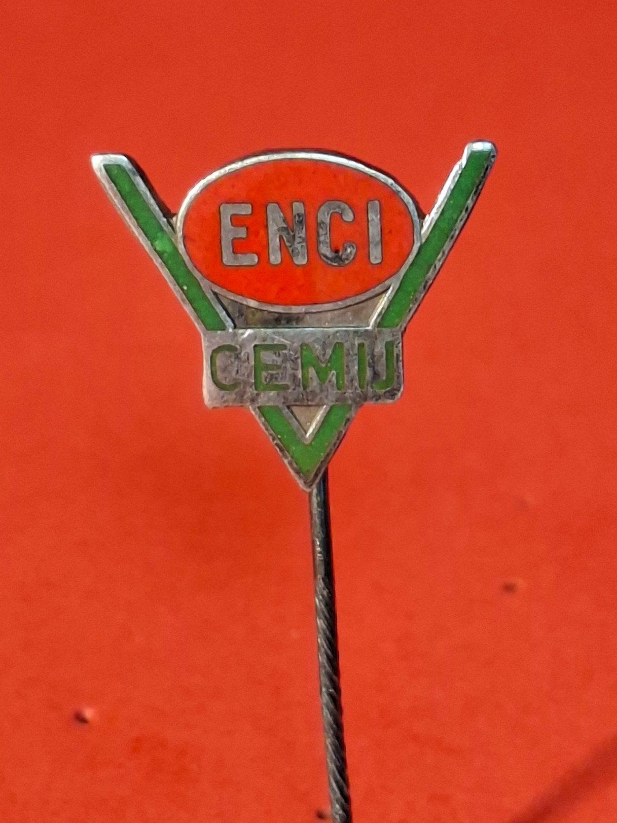 ENCI emaille speld, Ophalen of Verzenden, Gebruikt, Transport