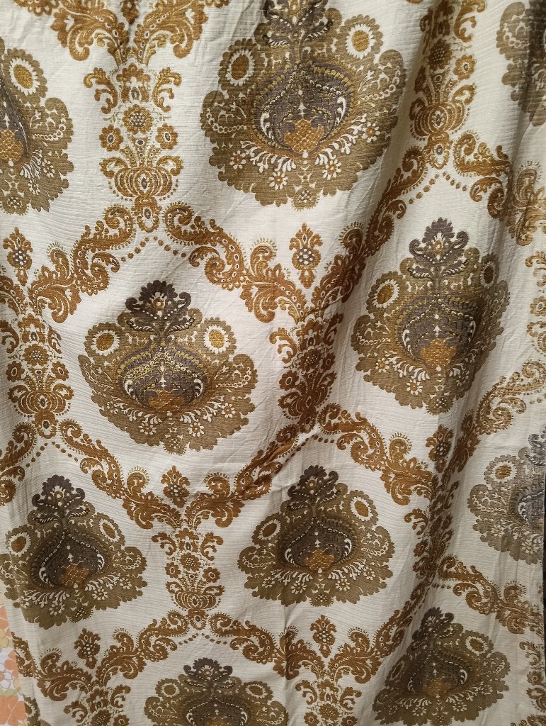 Vintage jaren 70 gordijnen met Barok / Paisley print, Verzenden, Gebruikt, Bruin