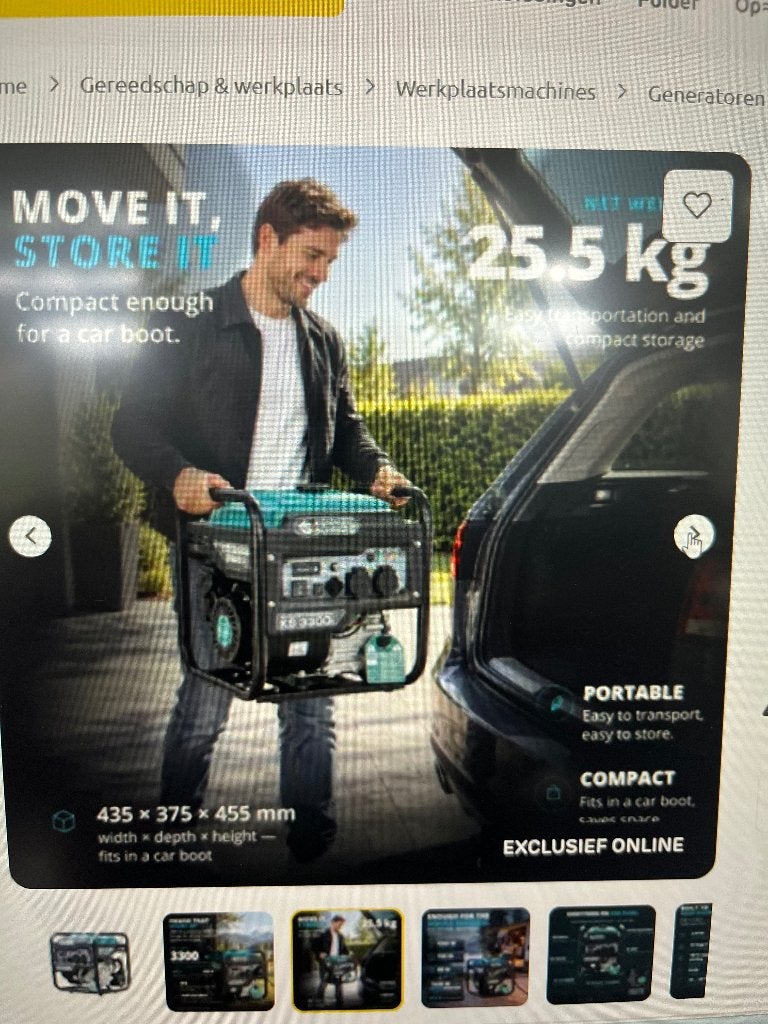 Benzine generator, Ophalen, Gebruikt