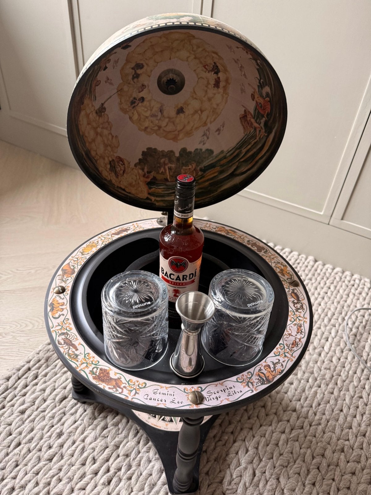 Vintage Globebar - wereldbol bar - wijnbar/drankbar, Hout, Zwart, Nieuw, Ophalen of Verzenden