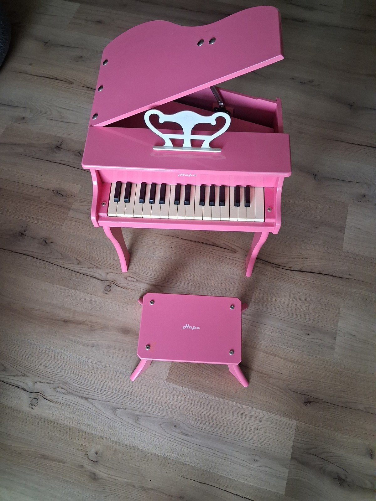 Hape Roze Speelgoedpiano met Krukje - Zo goed als nieuw, Ophalen, Zo goed als nieuw, Overige kleuren, Piano