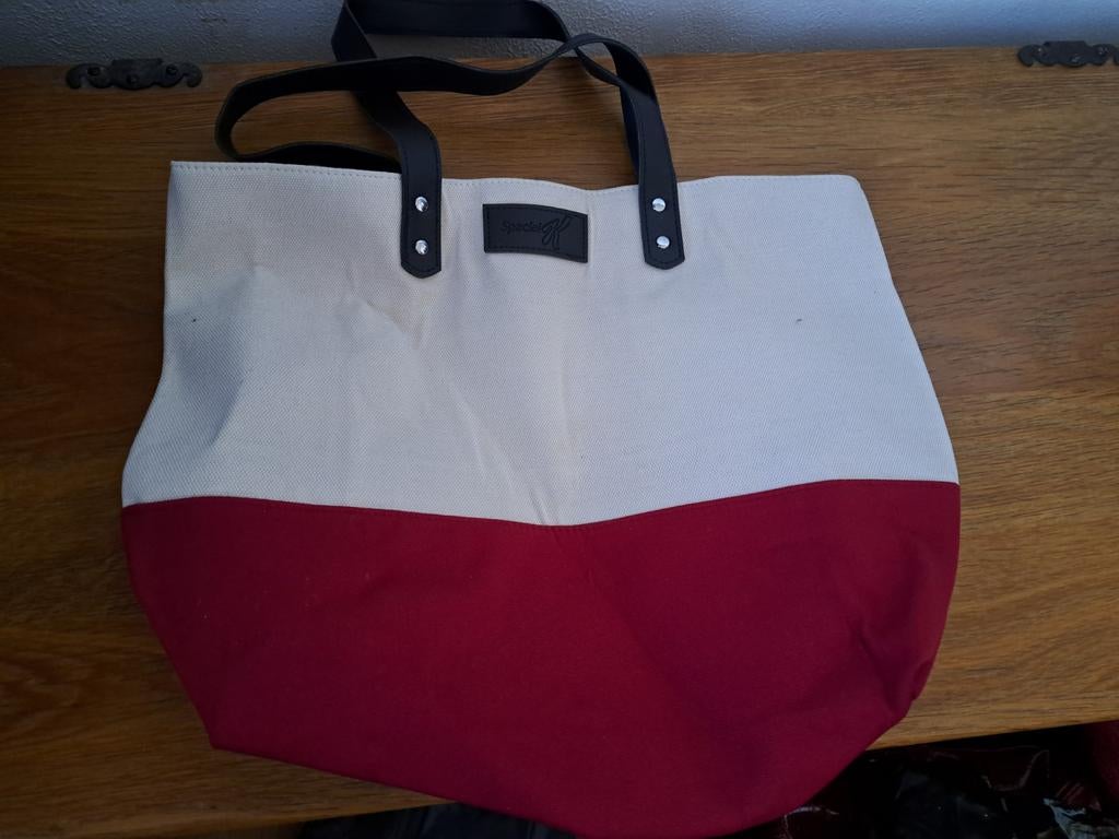 Nieuwe linnen tas met bruin leren handvaten, Ophalen of Verzenden, Nieuw
