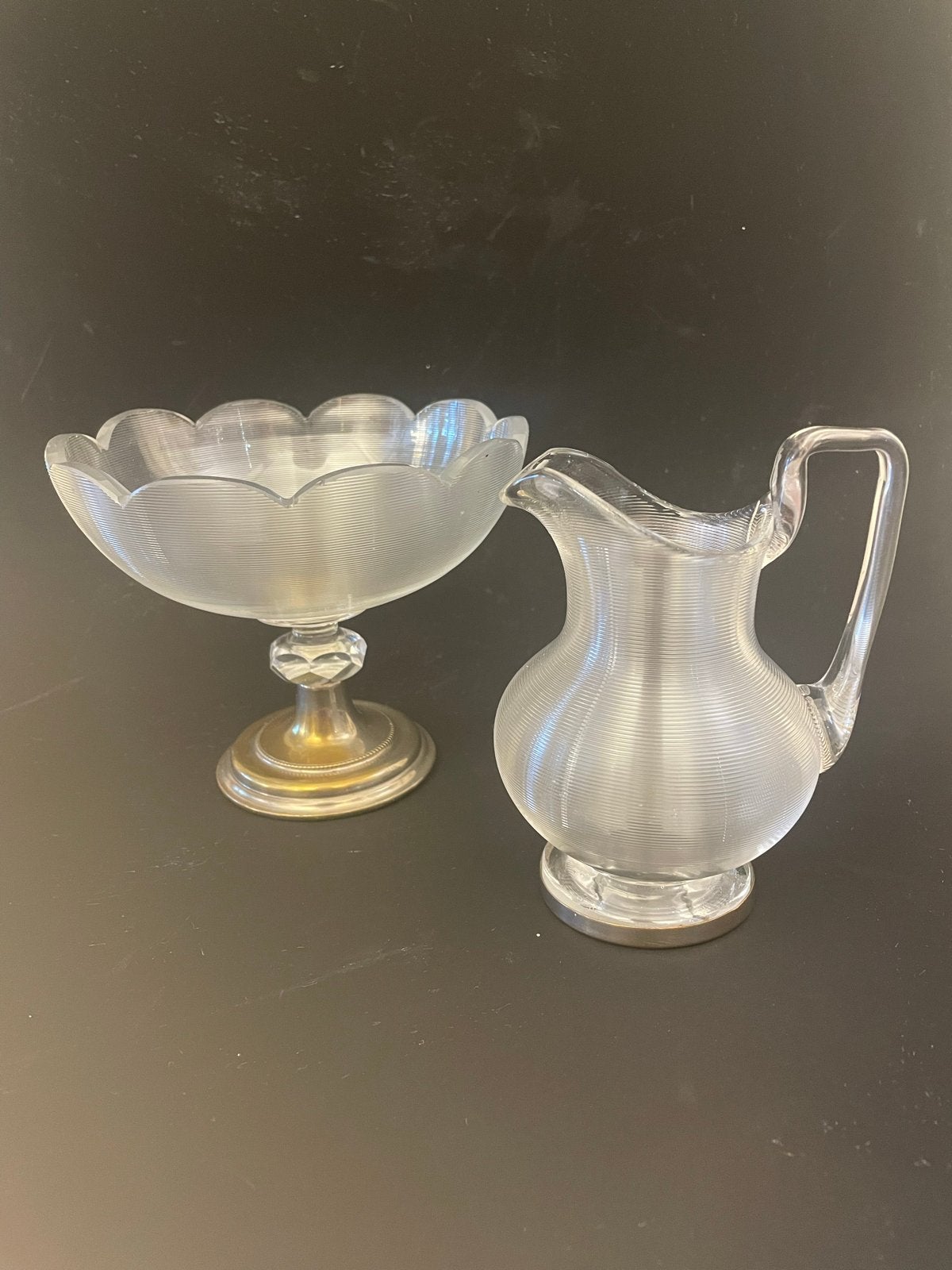 Fries Draadglas Roomkannetje en Suikerschaaltje (1890-1920), Ophalen of Verzenden