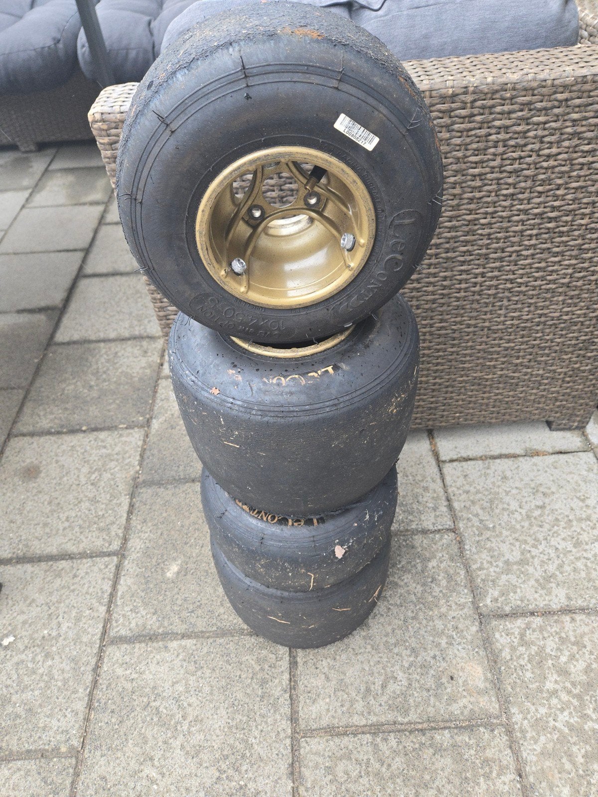 OTK Magnesium Velgen 130/210 met LeCont Banden, Ophalen of Verzenden, Gebruikt, Onderdelen Kart