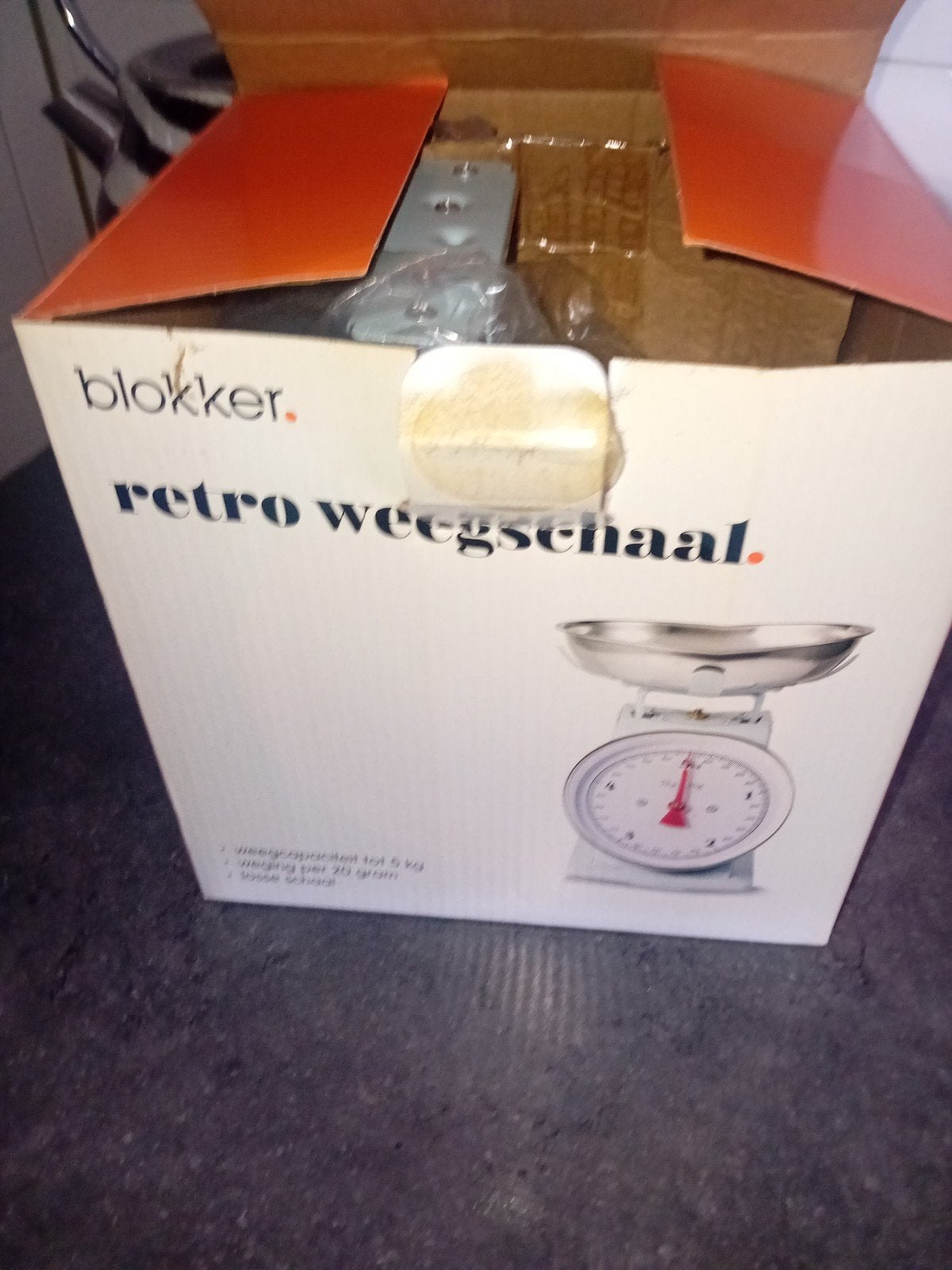 Blokker Retro Weegschaal - Nieuw in Doos, Witgoed en Apparatuur, Weegschalen, Nieuw, Analoog, Keukenweegschaal, 1 tot 500 gram