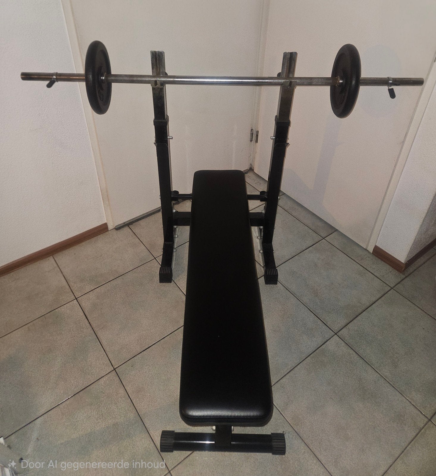 Opklapbare halterbank, halterstang & 2x 10kg halterschijven, Sport en Fitness, Ophalen, Gebruikt, Benen, Fitnessbank