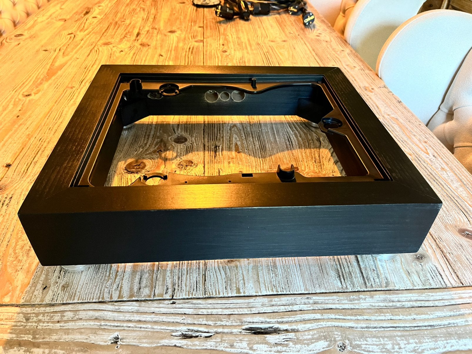Dual platenspeler plint in mat zwart beuken ( custom ), Ophalen of Verzenden, Zo goed als nieuw, Dual