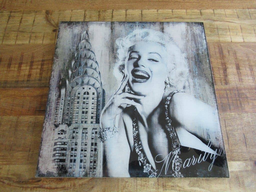 Marilyn Monroe op glas glazen Zwevend schilderij 60 x 60 cm, Huis en Inrichting, Woonaccessoires | Schilderijen, Tekeningen en Foto's