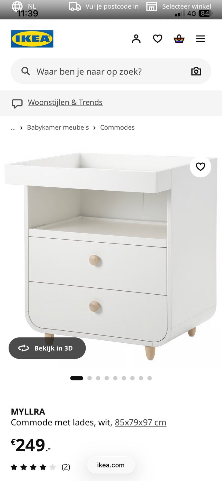 Ikea commode wit, Ophalen, 50 tot 70 cm, 90 tot 105 cm, 100 cm of meer