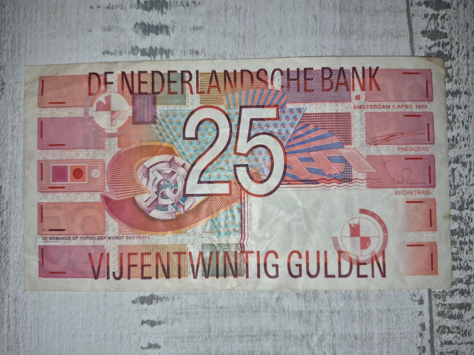 25 Gulden Nederlands Bankbiljet 1989, Ophalen of Verzenden