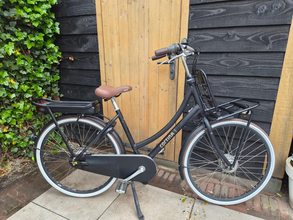 Cortina E-U4 Transportfiets - Matzwart met bruine details, 47 tot 51 cm, Ophalen of Verzenden, Gebruikt, Cortina