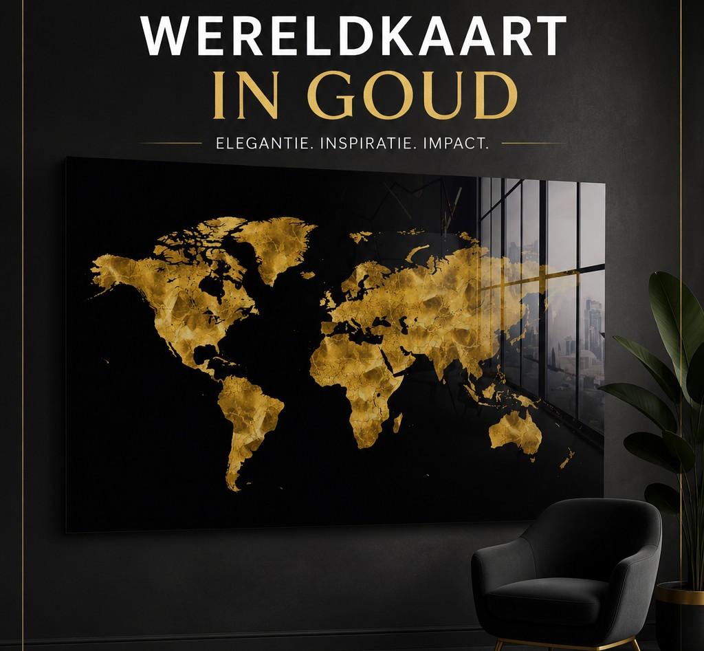 Wereld kaart zwart-goud 1.20x1.80, Ophalen of Verzenden, Zo goed als nieuw