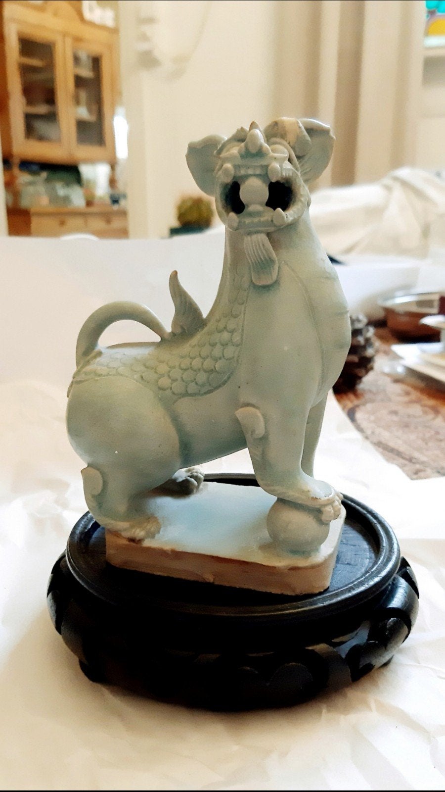 Antiek celadon Fu Dog beeldje, Antiek en Kunst, Ophalen of Verzenden