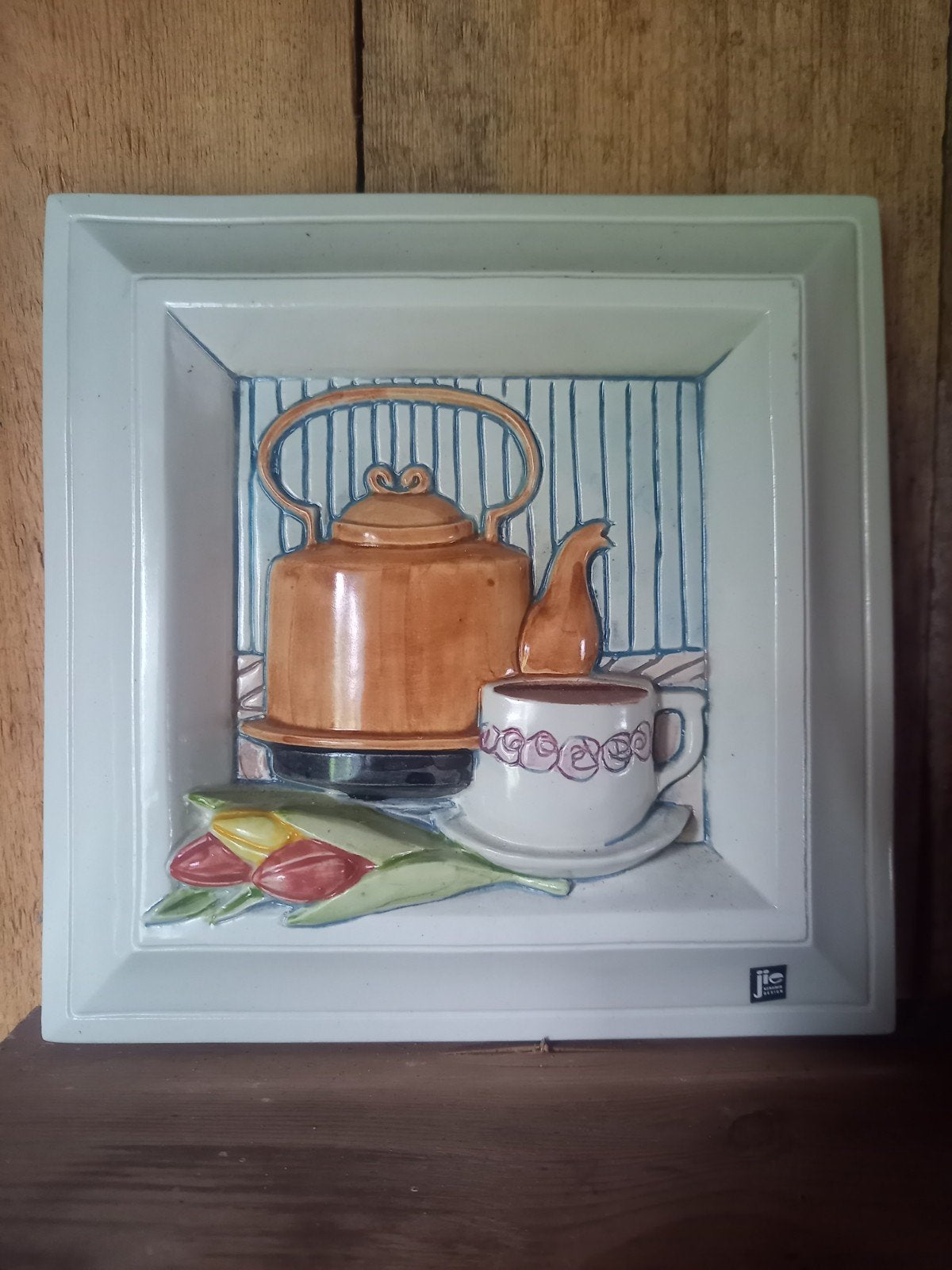 Jie Gantofta wandtegel koffie tafereeltje, Antiek en Kunst, Antiek | Keramiek en Aardewerk, Ophalen of Verzenden
