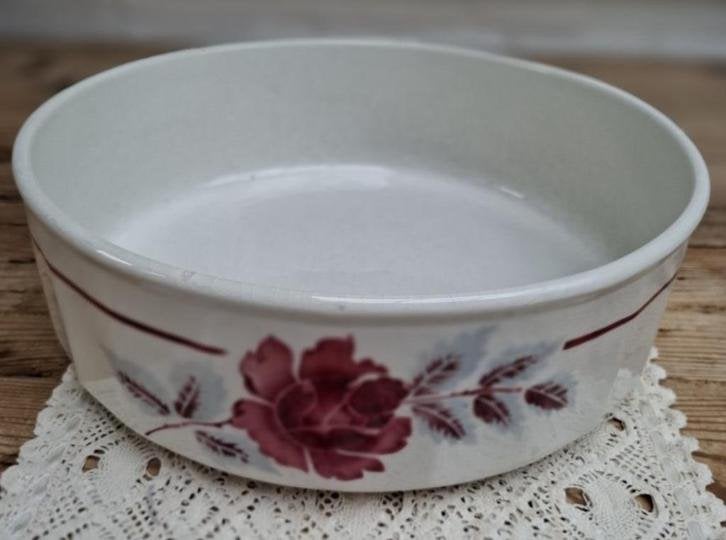 Franse brocante lampetschaal/ waskom, spuitmotief rozen, Ophalen of Verzenden