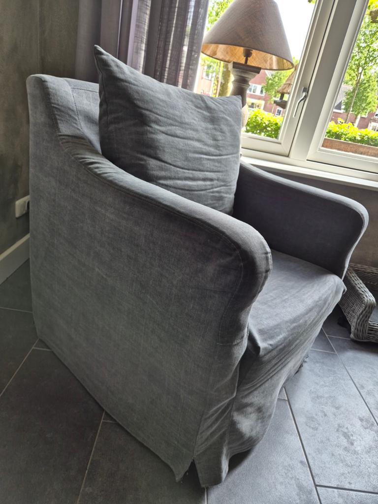 Landelijke fauteuil grijs hoffz style, Huis en Inrichting, Ophalen of Verzenden, 75 tot 100 cm, 50 tot 75 cm