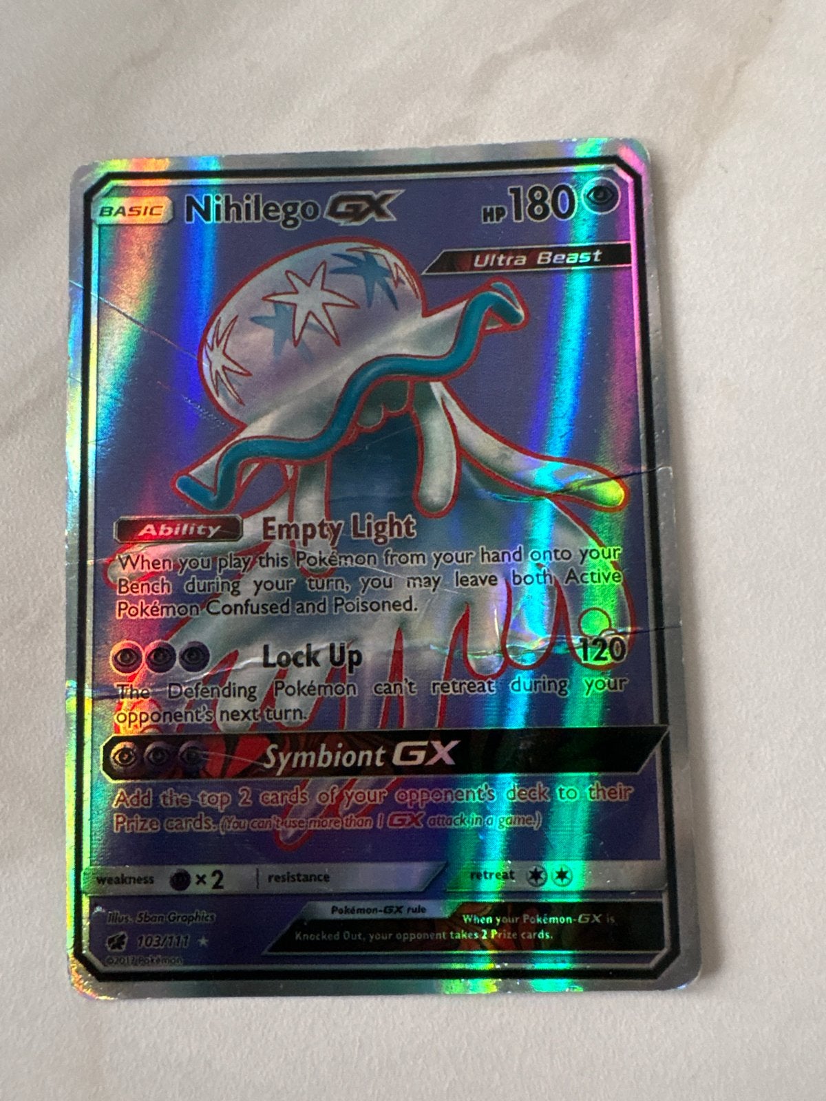 Nihilego GX Pokémon Kaart - Ultra Beast Foil, Ophalen of Verzenden, Gebruikt, Losse kaart, Foil