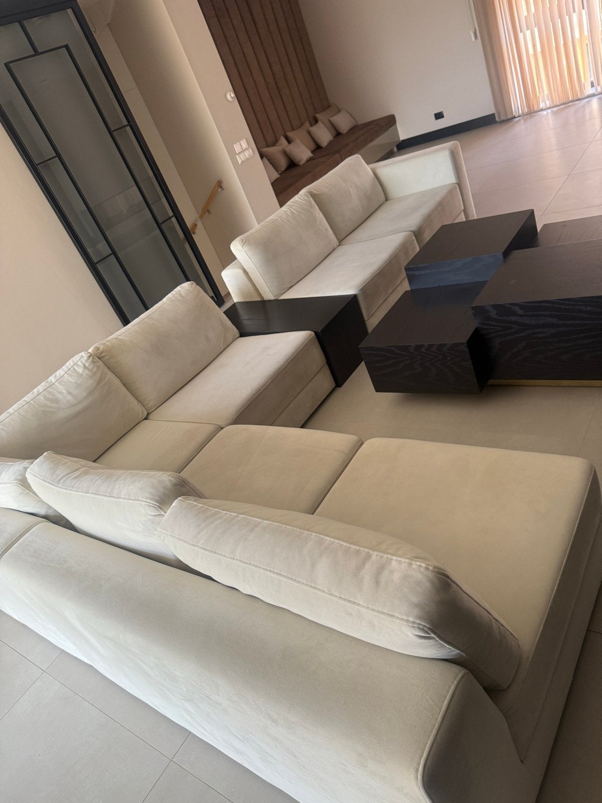Luxe Crèmekleurige Hoekbank, Ophalen, 250 tot 300 cm, Hoekbank, 75 tot 100 cm