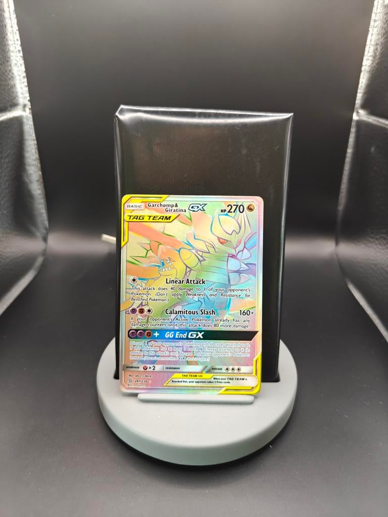 Garchomp & Giratina GX 247/236 Unified Minds - Pokemon Kaart, Ophalen of Verzenden, Zo goed als nieuw, Losse kaart, Foil