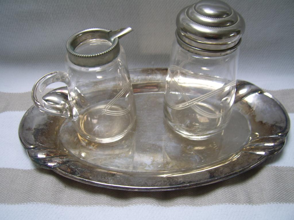 oud roomstel met dienblad, Antiek en Kunst, Antiek | Goud en Zilver, Ophalen of Verzenden