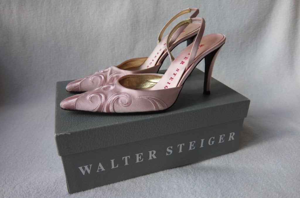 Walter Steiger vintage designer slingbacks roze maat 37, Pumps, Ophalen of Verzenden, Zo goed als nieuw, Roze