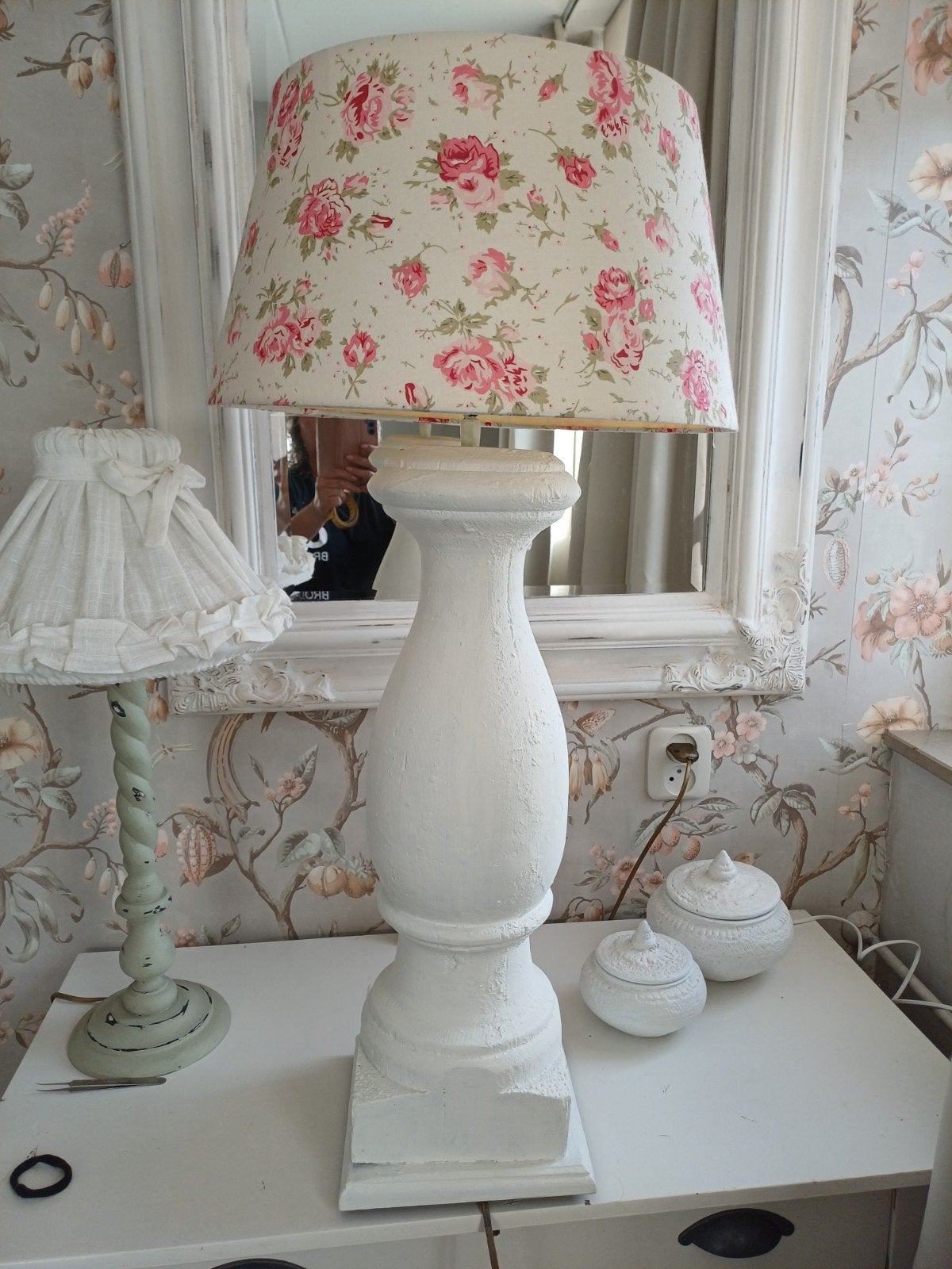 Mooie grote balusterlamp wit., Ophalen