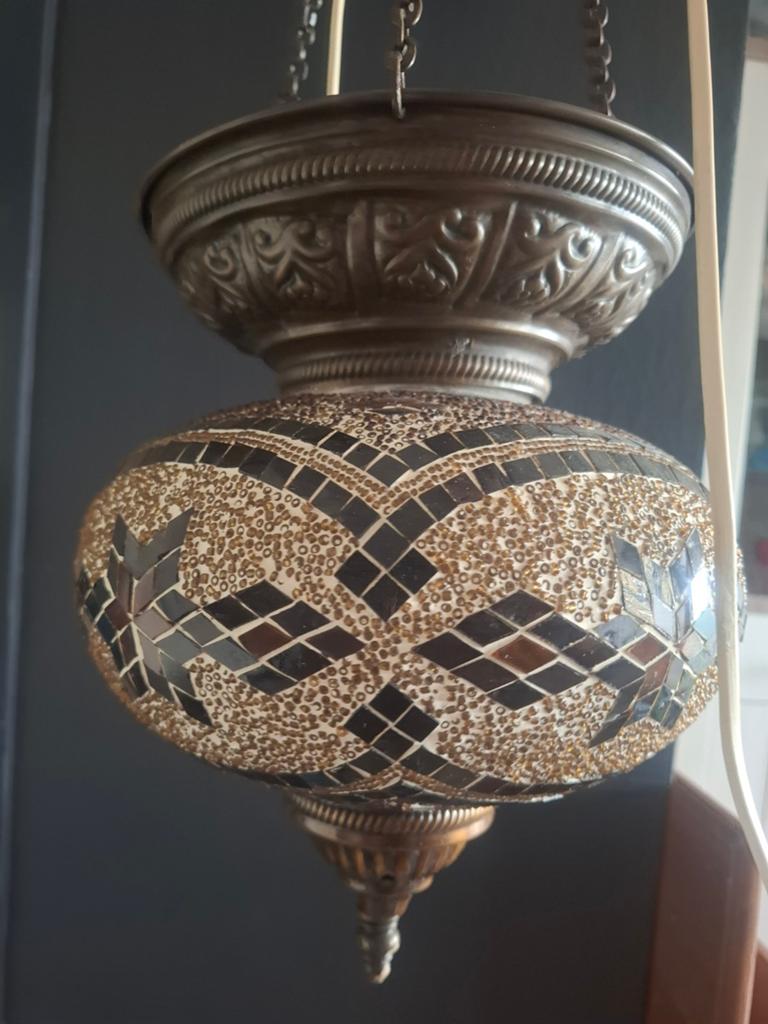 Oosterse Mozaïek Hanglamp - Sfeervolle Verlichting, Huis en Inrichting, Lampen | Hanglampen, Ophalen, Gebruikt, Glas, Oosters, Mozaïek, Bohemian