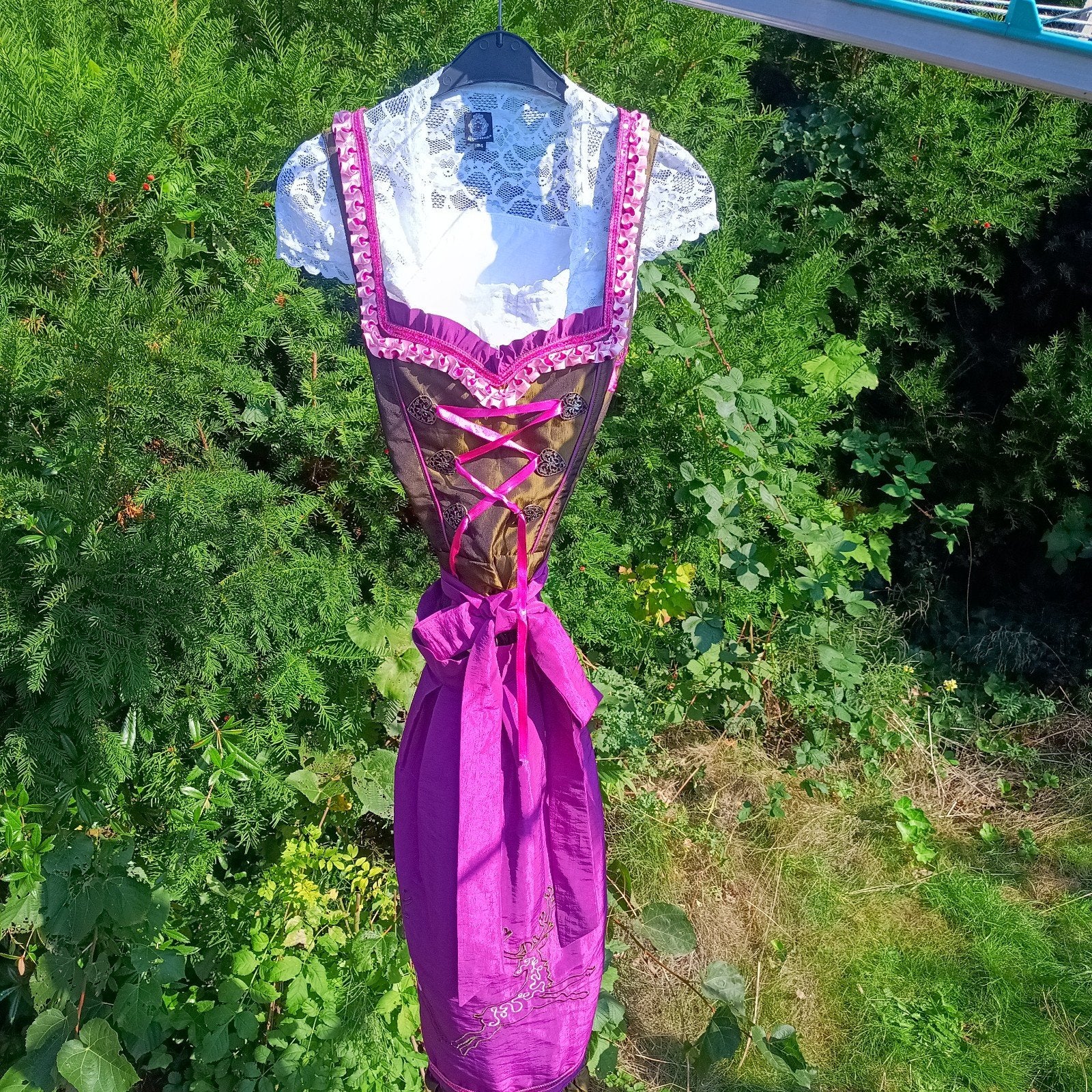 Mademoiselle Anouk 34 XS dirndl set jurk schort blouse kant, Ophalen of Verzenden, Zo goed als nieuw, Maat 34 (XS) of kleiner