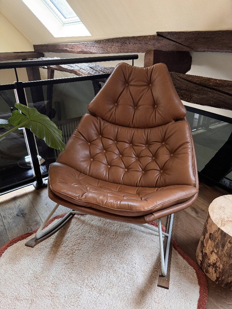 Artifort F588 rocking chair / schommelstoel / Fauteuil stoel, Vintage, Mid-century Modern, Retro, Space Age, Geoffrey Harcourt